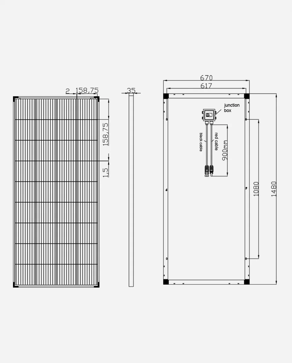 solarkit Panou Solar Fotovoltaic Monocristalin 200W 12V (cadru negru) 2